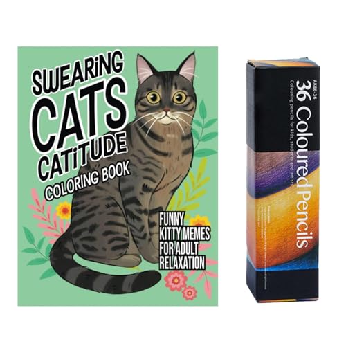 Swearing Cats Catitude, Fluchende Katzen Catitude Malbuch Mit Malstift, Urkomisches Cattitude Malbuch Mit Fluchenden Katzen, Für Kinder, Erwachsene Entspannung von Palaufr