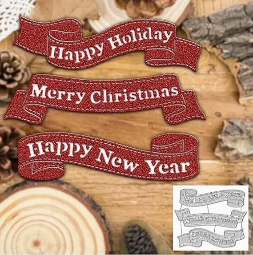 Metall-Stanzformen mit Aufschrift "Merry Christmas", "Happy New Year", Stanzschablonen, DIY, Scrapbooking, dekorative Prägung, Papier, Scrapbooking, Kartenherstellung von Paleery@FC