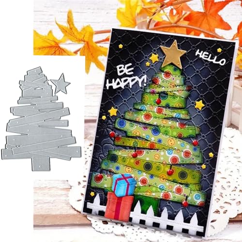 Metall-Stanzformen mit Aufschrift "Merry Christmas Tree" für Grußkarten, Sonnenblumen, Blätter, Schablonen, DIY, Scrapbooking, dekorative Prägung, Papier, Scrapbooking, Kartenherstellung von Paleery@FC