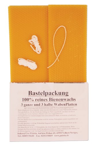 511 Palettas Bienenwachs-Bastelpackung 100% reines Bienenwachs in Plattenform + Kerzendocht und Anleitung von Paletta