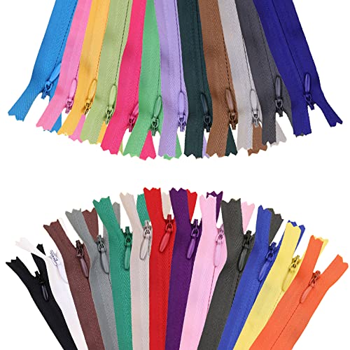 Pamtns 50 Stück Reißverschluss Nylon Unsichtbar Reißverschlüsse Nahtfein Nylon Bunte Spule Reißverschlüsse Nicht Teilbar Näh Reißverschlüsse 20 cm für Kleidung DIY Sewing Craft 25 Farben von Pamtns