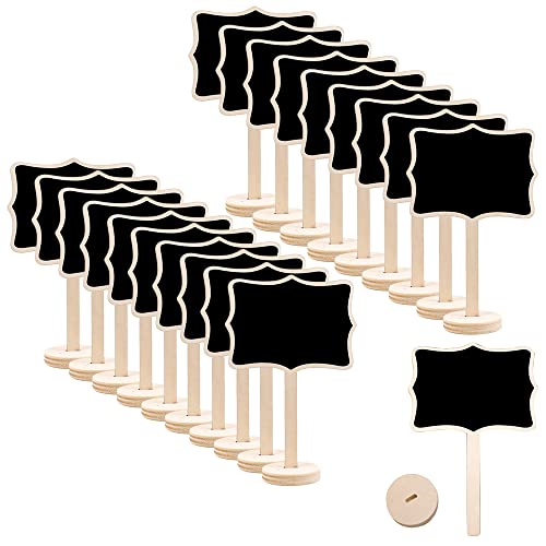 Pamtns Kreidetafel Aufsteller Klein 20 Stück Mini Tafel Set Mini Chalkboards Schilder mit Staffelei Klein Tafel Memotafel Klammern zum Beschriften Schilder Buffet Holztafel Nachricht Board Tischkarte von Pamtns