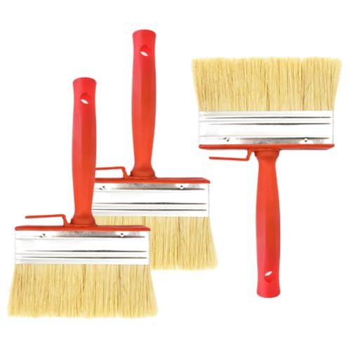 Pamtns Lasurpinsel 120mm 2 Stück Wandpinsel Flach Pinsel Set Flat Brushes Flächenstreicher Kunststoffborsten Pinsel Lackpinsel MöBel Malerpinse Werkzeugpinsel für Wand Holz Metall von Pamtns