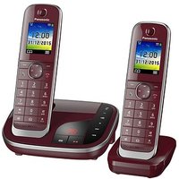 Panasonic KX-TGJ322GR Schnurloses Telefon-Set mit Anrufbeantworter weinrot von Panasonic