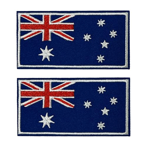 2 x Australien-Flaggen-Bordüre, rechteckig, zum Aufbügeln, bestickt, 6 x 4 cm von Panda Loco