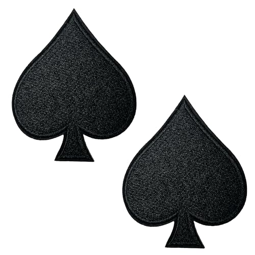 2 x Black Spades Pokerkarten – zum Aufbügeln (7 x 6 cm) von Panda Loco