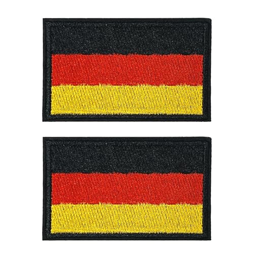 2 x Deutschland-Flagge, rechteckig, schwarz, zum Aufbügeln (7 x 4,5 cm) von Panda Loco