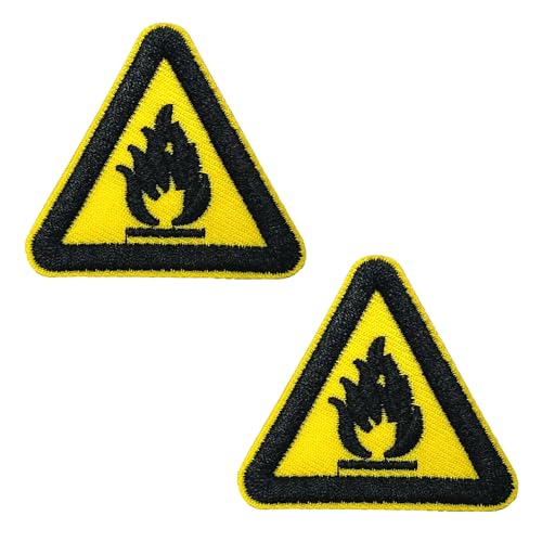 2 x Feuergefahr-Dreieck-Aufnäher zum Aufbügeln (5 cm) von Panda Loco