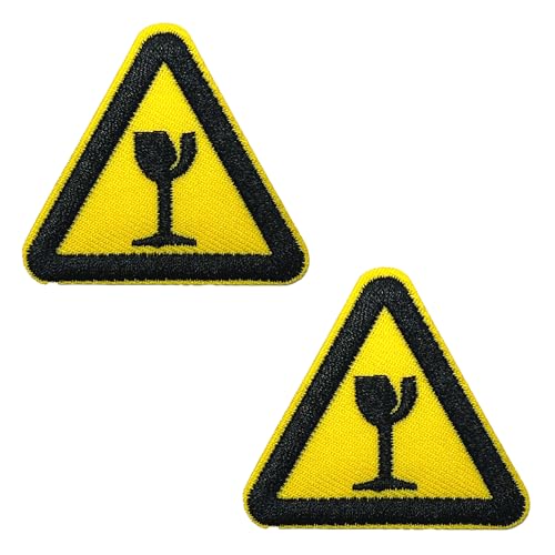 2 x "Fragile Triangle Hazard" – Aufbügler zum Aufbügeln (5 cm) von Panda Loco