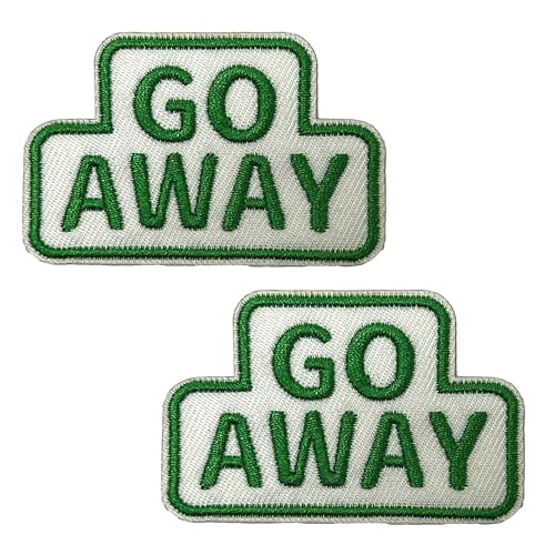 2 x Go Away Funny – selbstklebende Stickerei-Aufnäher (6 x 4 cm) von Panda Loco