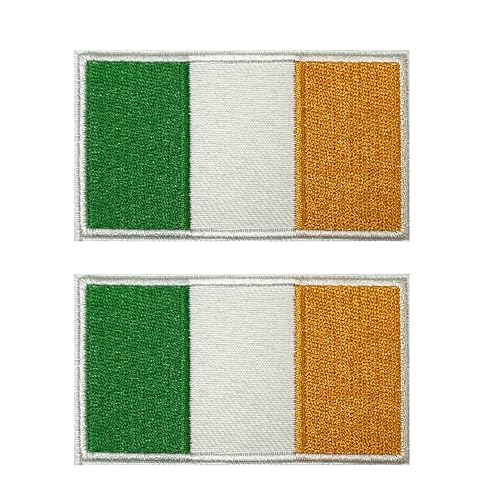 2 x Irland-Flagge, rechteckig, zum Aufbügeln, bestickt, 7,5 x 4,5 cm von Panda Loco