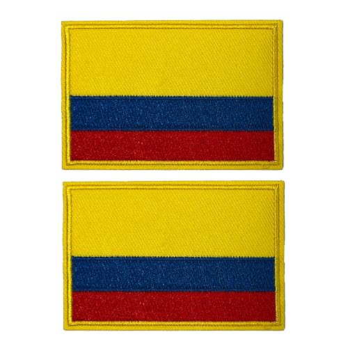 2 x Kolumbien-Flagge, rechteckig, zum Aufbügeln, bestickt, 8 x 5,5 cm von Panda Loco