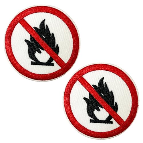 2 x "No Camp Fires"-Schild, zum Aufbügeln, bestickt, 7 cm von Panda Loco