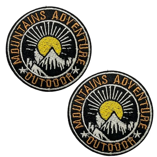 2 x Outdoor-Abenteuer, Reisen, Camping, Aufnäher Bügelbilder Patches, bestickt, 6 cm von Panda Loco