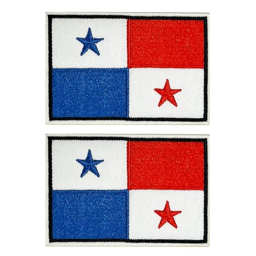 2 x Panama-Flagge, rechteckig, zum Aufbügeln, bestickt, 8 x 5 cm von Panda Loco