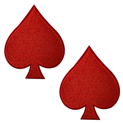 2 x Red Spades Pokerkarten – zum Aufbügeln (7 x 6 cm) von Panda Loco