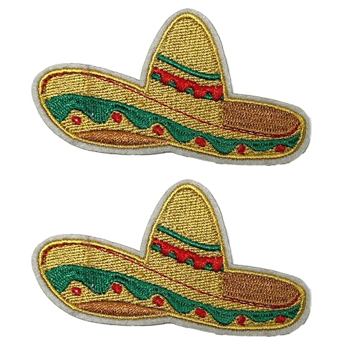 2 x Sombrero mexikanischer Hut – zum Aufbügeln (8 x 4 cm) von Panda Loco