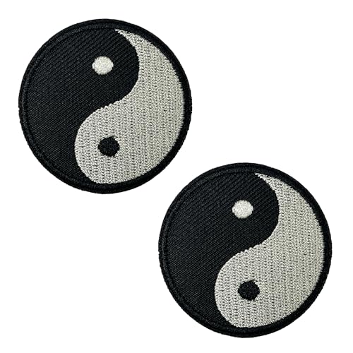 2 x Ying & Yang – bestickte Aufnäher zum Aufbügeln (5 cm) von Panda Loco