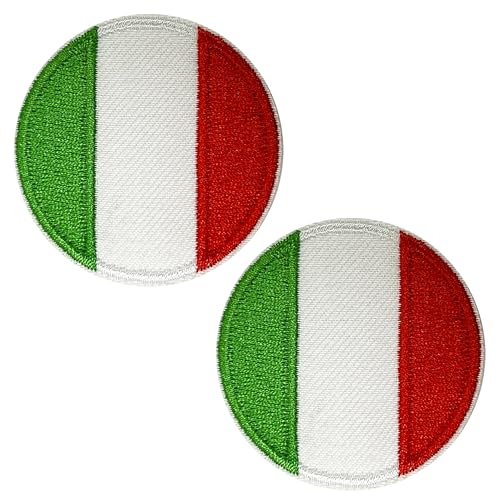 2 x italienische Flagge, rund, zum Aufbügeln (5 cm) von Panda Loco