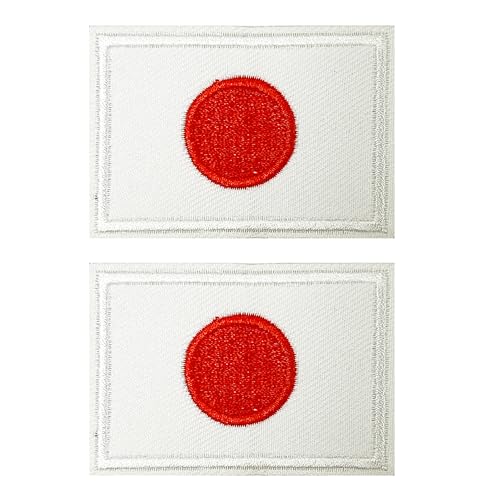 2 x japanische Flagge, rechteckig, zum Aufbügeln (6 x 4 cm) von Panda Loco