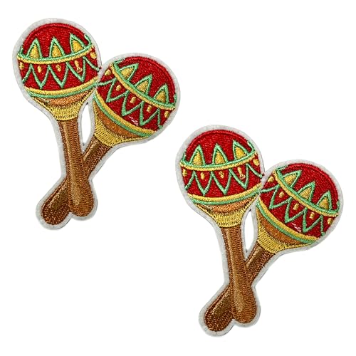 2 x mexikanische Maracas – zum Aufbügeln (6,5 x 8 cm) von Panda Loco