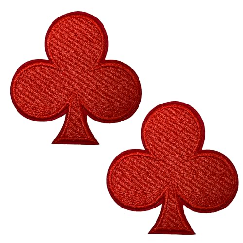 2 x rote Clubs Pokerkarten – zum Aufbügeln (7 cm) von Panda Loco