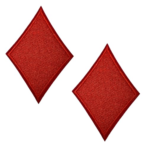 2 x rote Diamant-Pokerkarten – zum Aufbügeln (6 x 9 cm) von Panda Loco