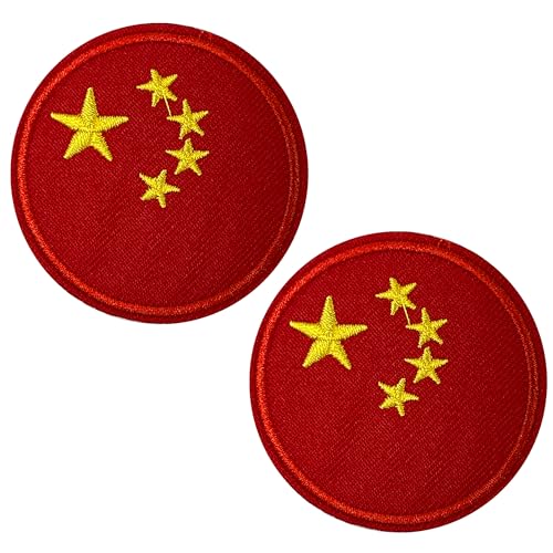 2 x runde chinesische Flagge – zum Aufbügeln (5 cm) von Panda Loco