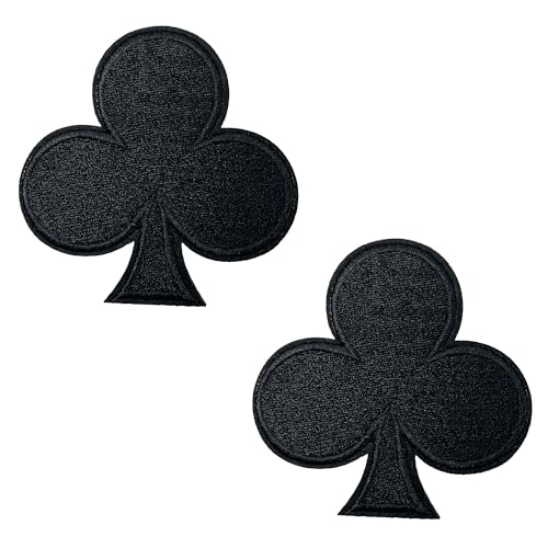 2 x schwarze Clubs Pokerkarten – zum Aufbügeln (7 cm) von Panda Loco