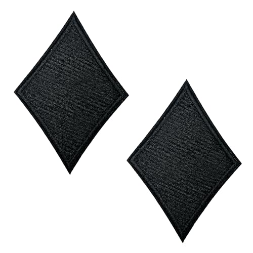 2 x schwarze Diamant-Pokerkarten – zum Aufbügeln (6 x 9 cm) von Panda Loco