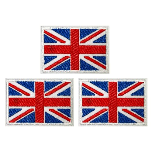 3 x Aufnäher zum Aufbügeln, Motiv: Union Jack, 6,5 x 4,5 cm von Panda Loco