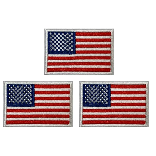 3 x rechteckige USA-Aufnäher zum Aufbügeln (6 x 4 cm) von Panda Loco