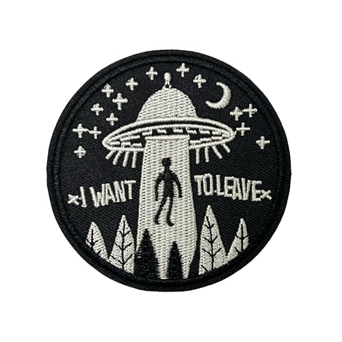 Bügelbild "I Want To Leave Alien UFO", 7 cm von Panda Loco