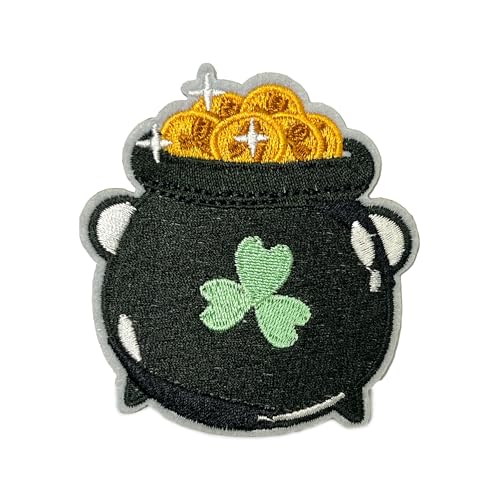 Irischer Pot of Gold Lucky Irland - Bügelbild (8 x 7 cm) von Panda Loco