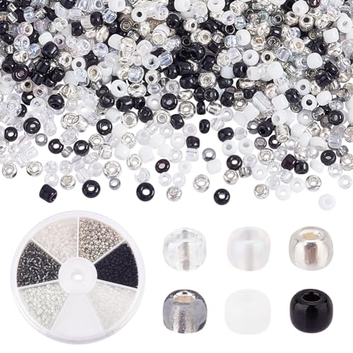 PH PandaHall 2180pcs 12/0 Samenperlen 2mm Runde Glasperlen 6-Farben Winzige Abstandsperlen Armband Glasperlen Kleine Handwerk Perlen Taille Perlen für Ohrring Armband Schmuck DIY Handwerk Herstellung von PH PandaHall