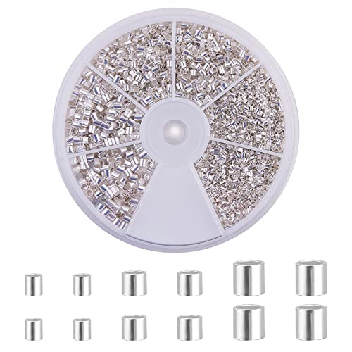 PandaHall Silber Quetschperlen Crimp Beads Silber Quetschverbinder Endstopper Perlen Silber Perlen für Perlen Basteln Kettenverschluss, 1~2mm von PH PandaHall