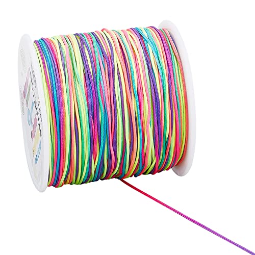 Pandahall 100 Yards Nylon-Perlenschnur, 0,8 mm, geflochtenes Nylon-Perlengarn, chinesisches Knüpfband mit Kunststoffspule zum Verknoten, Flechten, Schmuckherstellung (bunt) von PH PandaHall