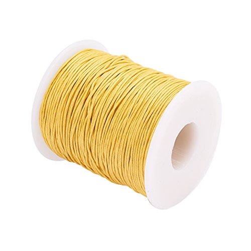 PandaHall 1 Rolle 1mm 100 Yards Waxed Cotton Cord Thread Perlenschnur für Schmuckherstellung Crafting Perlen Makramee Golden von PH PandaHall