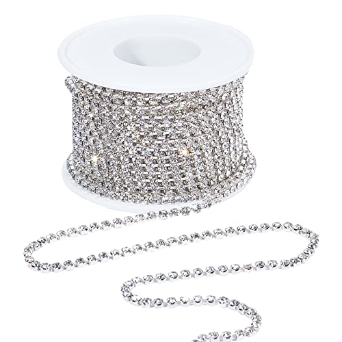 PandaHall 10 Yards Kristall Strass Strassstein Diamant Schließen Kette Silber überzogene Messing Strass Kette Trimmen Perlen Kette Rolle mit Spule für DIY Kunst Kleidung Hochzeit Party Dekoration von PH PandaHall