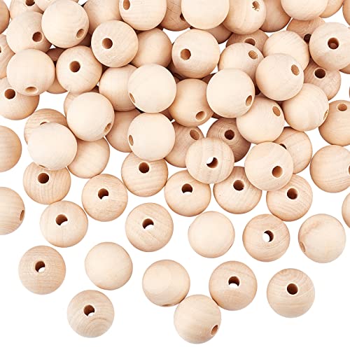 PandaHall 100 Stück 25mm Runde Holzperlen Kugel Natürliche Hölzerne lose Perlen Distanzperlen Spacer Zwischenperlen Kugeln Makramee Perlen für DIY Schmuck von PH PandaHall