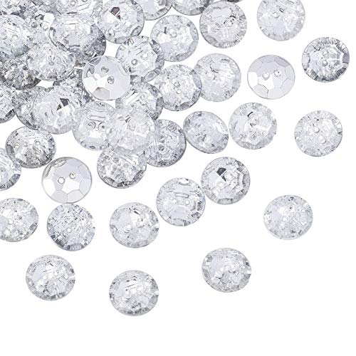 PandaHall 100pcs 2 Loch Acryl Kristall Klar Strass Nähen Befestigungsknöpfe Schmuck Scrapbooking Flache Runde 13mm Durchmesser Facettiertes von PandaHall