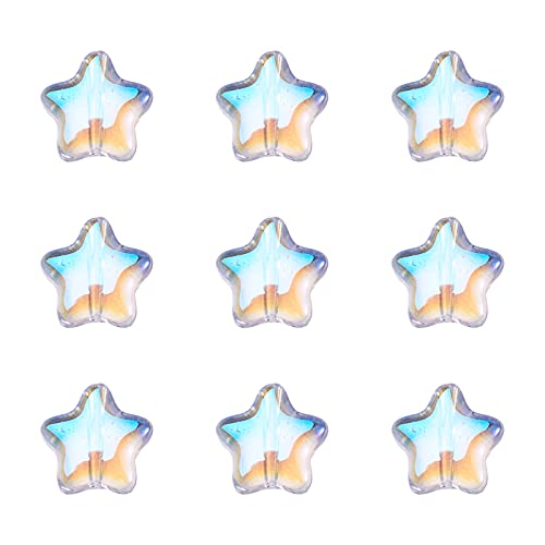 PandaHall 100 Stück Stern Kristall Glasperlen Transparent Spray Painted Star Beads Clear AB Pony Loose Spacer Beads for Necklace Earring Jewelry Craft Making von PandaHall