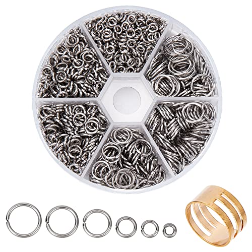 PandaHall 1000 Stück Jump Ringe Sprungringe 304 Edelstahl O-Ring Durchmesser 4/5/6/8/9/10mm Metall Kettenringe Biegeringe 18-Gauge mit Ring für Ohrring Armband Halskette Anhänger Schmuck DIY von PH PandaHall