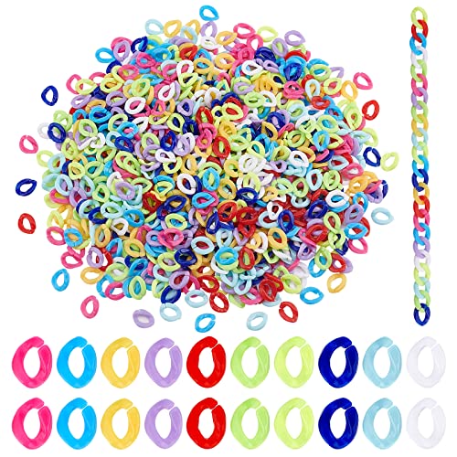 PandaHall 1000 Stück Acryl-Verbindungsringe 10 regenbogenfarbene Schnellverbindungsverbinder 13.5x10mm Kleine C-Clips Twist Panzerkettenverbinder Für Ohrringe Halsketten Brillen Geldbörsen von PH PandaHall