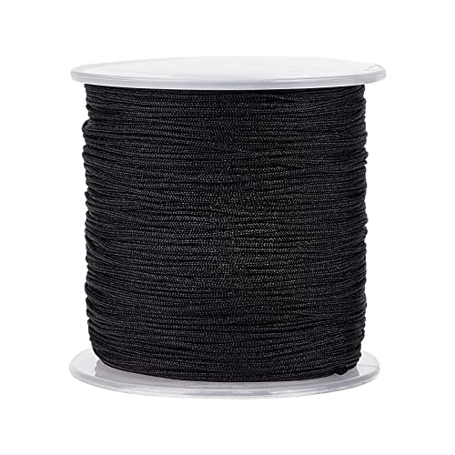 PandaHall 1mm 100m Schwarz Nylonschnur Wind Chime Cord Ersatz Geflochtene Lift Shade Blind String Handstrickschnur Sickenfaden für Windows Reparatur Gartenanlage Beading String für Schmuckherstellung von PH PandaHall