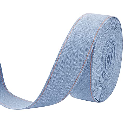 PandaHall 11 Meter Stitch Denim Ribbon 40 mm Jean gemustertes Ripsband Kornblumenblau Layering Stoff Jeans Schleifen Band für Haarspangen, Accessoires, Geschenkverpackungen und Nähen von PandaHall