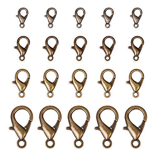 PandaHall 120pcs 4 Größe Antik Bronze Hummerkrallenverschlüsse Schmuck Hummerverschluss für Halsketten Armband Schmuckherstellung von PH PandaHall