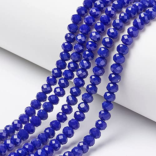 PandaHall 1230 Stück Briolette facettierte Rondelle Glasperlen 4 mm winzige undurchsichtige Glasperlen lose Perlen für Armband, Halsketten, Ohrringe, Schmuckherstellung, Blau von PH PandaHall