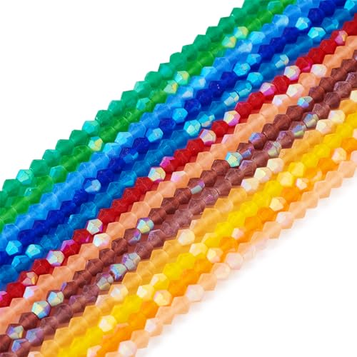 PandaHall 13 Stränge Doppelkegel Glasperlen 4 mm facettierte Kristallglas-Briolette lose Perlen Bulk für DIY Handwerk Armbänder Halsketten Ohrringe Schmuckherstellung von PH PandaHall