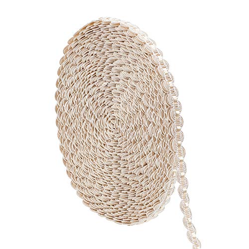 PandaHall 15M (16 Yards) 1/2" (14mm) Nylon-Kurvenmuster Gimp Braid Trim Für Kostüme DIY Crafts Nähen Schmuck Making Home Decoration, Creme-Weiß von PandaHall